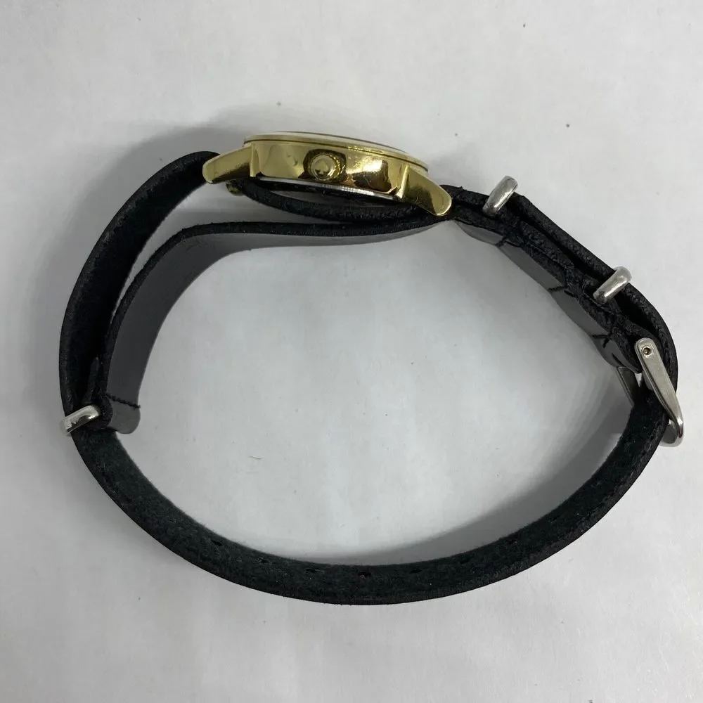 Kate Spade New York 0794 Women Black Leather Analog Gold Dial Quartz Watch XX563